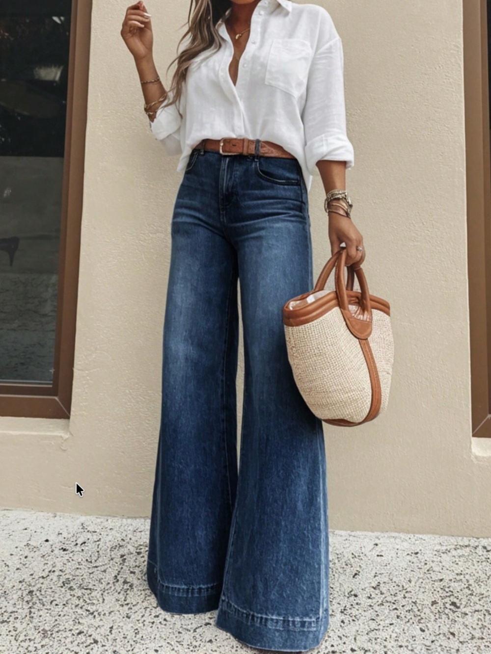 Dark Wash Blue Flared High Waist Jeans